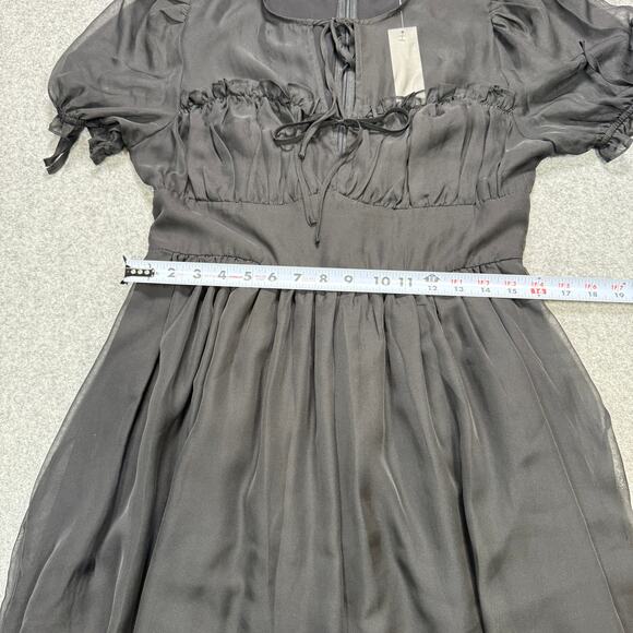 Women's All In Favor Black Sheer Short Sleeve Dress Size L NEW - Picture 7 of 11